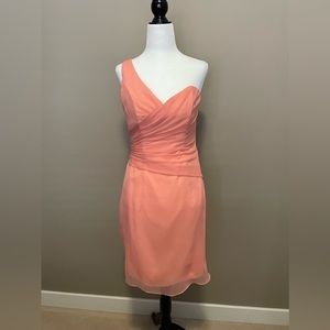 Impression Bridal One Shoulder Peach / Pink Colored Bridesmaid Dress - Size 8